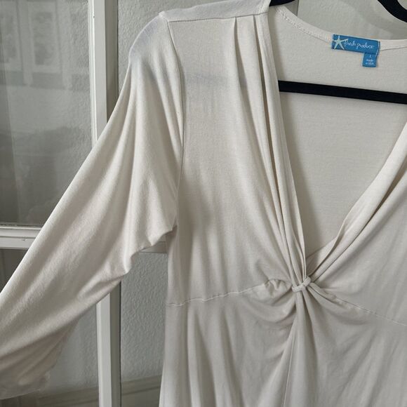 Beige Shift Dress Twist Front Fresh Produce Knee Length Womens Large USA Made - Picture 4 of 12